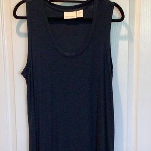 NWOT Cynthia Rowley slightly high/low navy sleeveless maxi dress